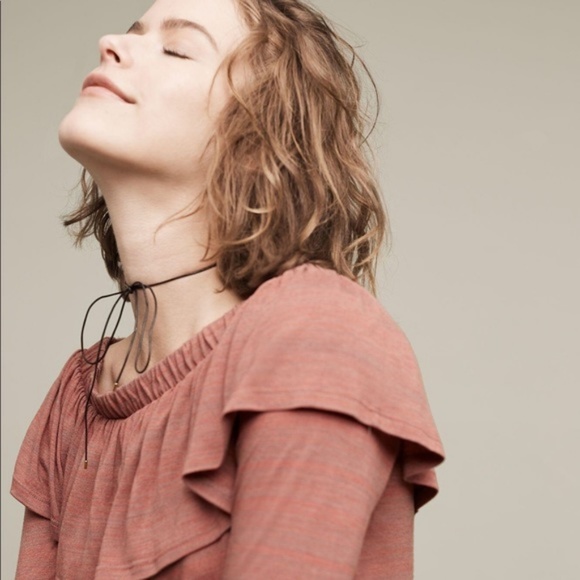ANTHROPOLOGIE Charla Off Shoulder Top Mauve Pink {H40} - Picture 2 of 5